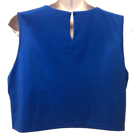 (NWT) Spense Women's Blue Beaded Crew Neck Satiny Crop Top Plus Size 24W - Picture 7 of 9